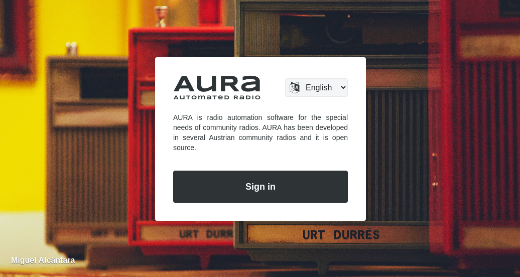 AURA Dashboard - login page
