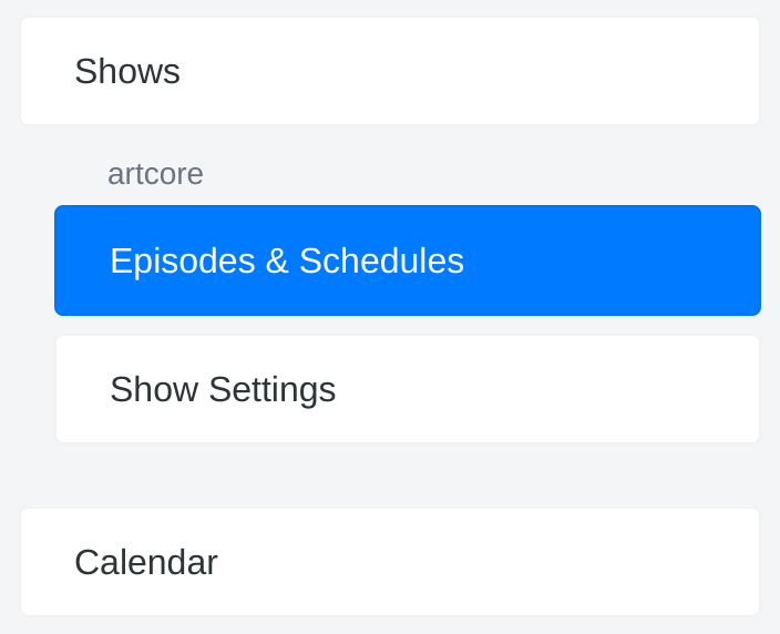 Sidebar navigation