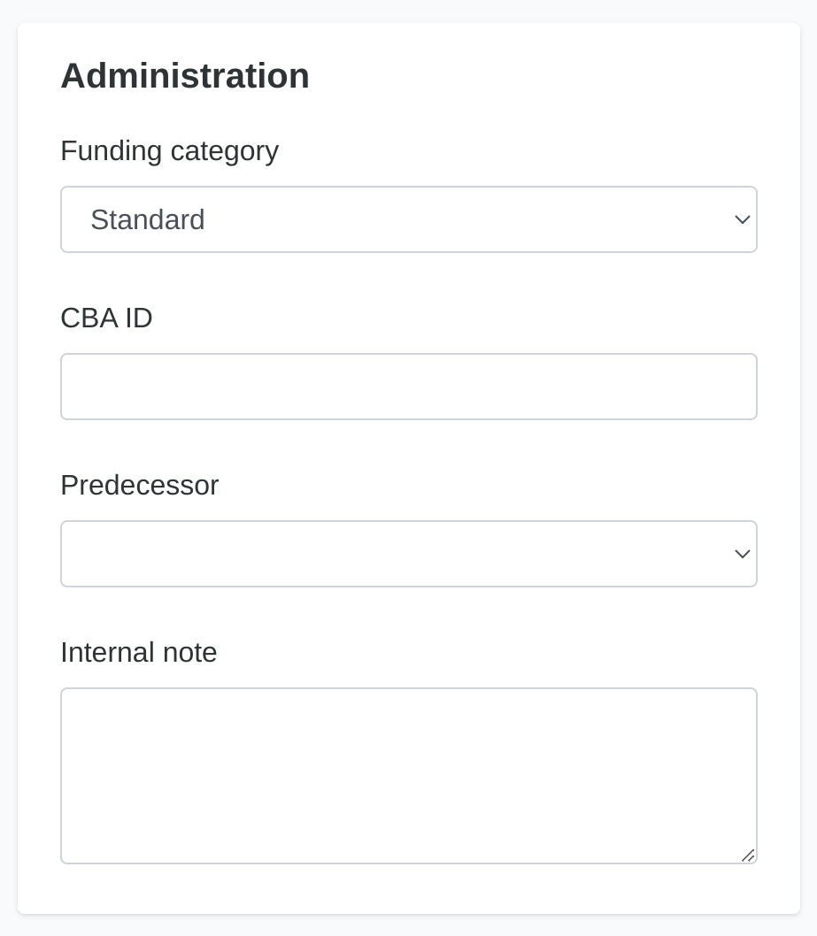 Show settings - administrative information