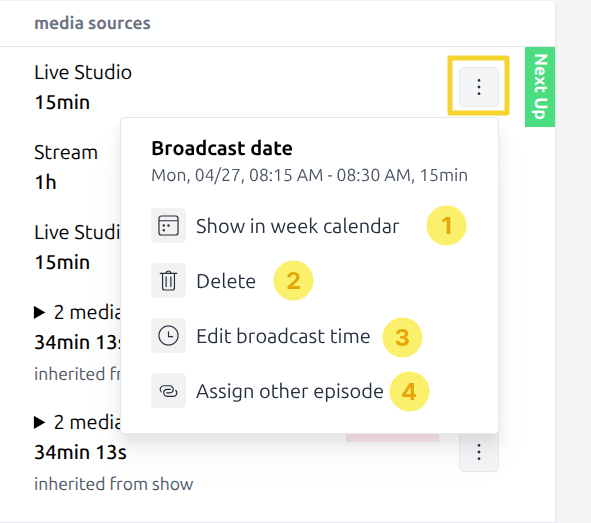 Broadcast date actions