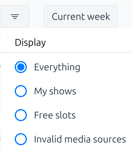 Calendar week filter