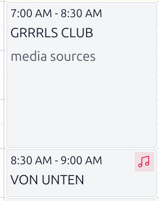 Two calendar items in the week view