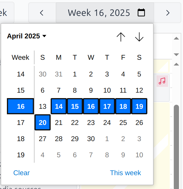 Calendar week picker