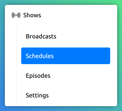 Show schedules navigation