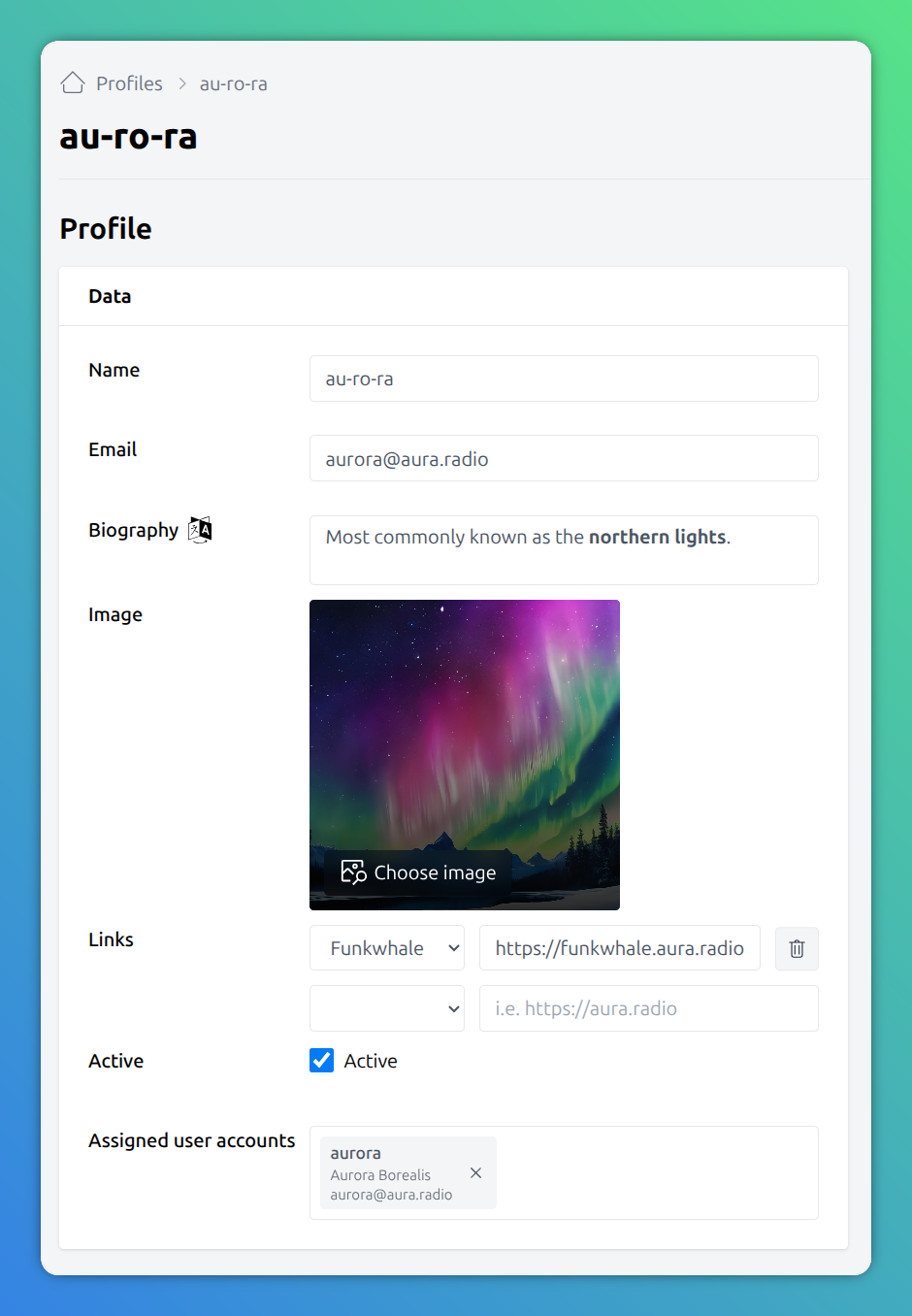 Edit profile form
