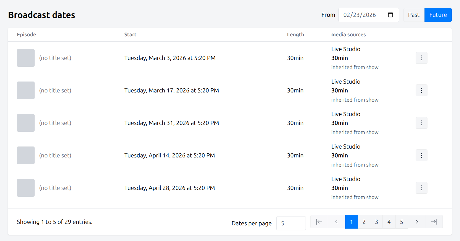 List of broadcasts