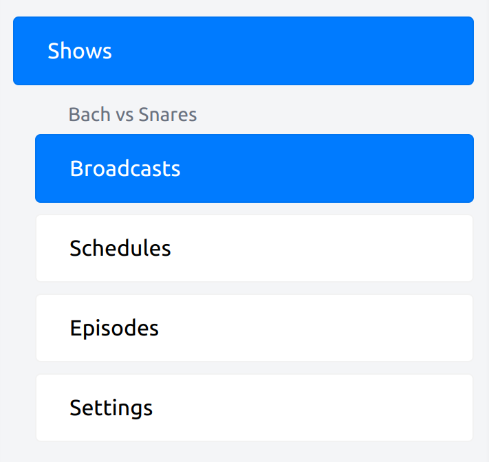 Show area sidebar navigation