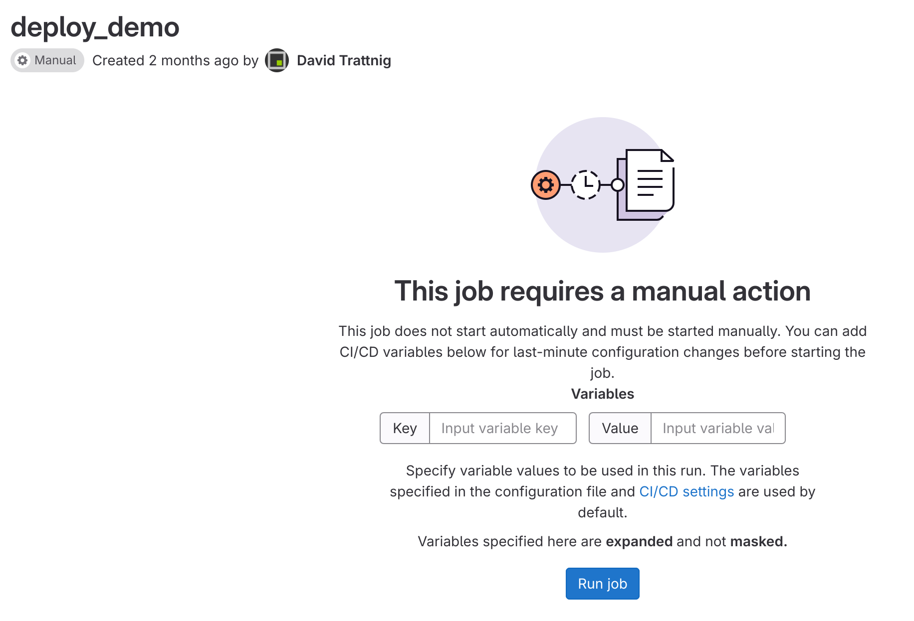 Manual job deploy UI